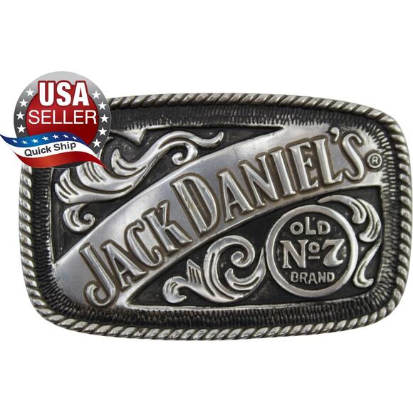 2005 Jack Daniels Old No. 7 Belt Buckle •Silvertone •Black Oxidized •Rope Border - Picture 1 of 6